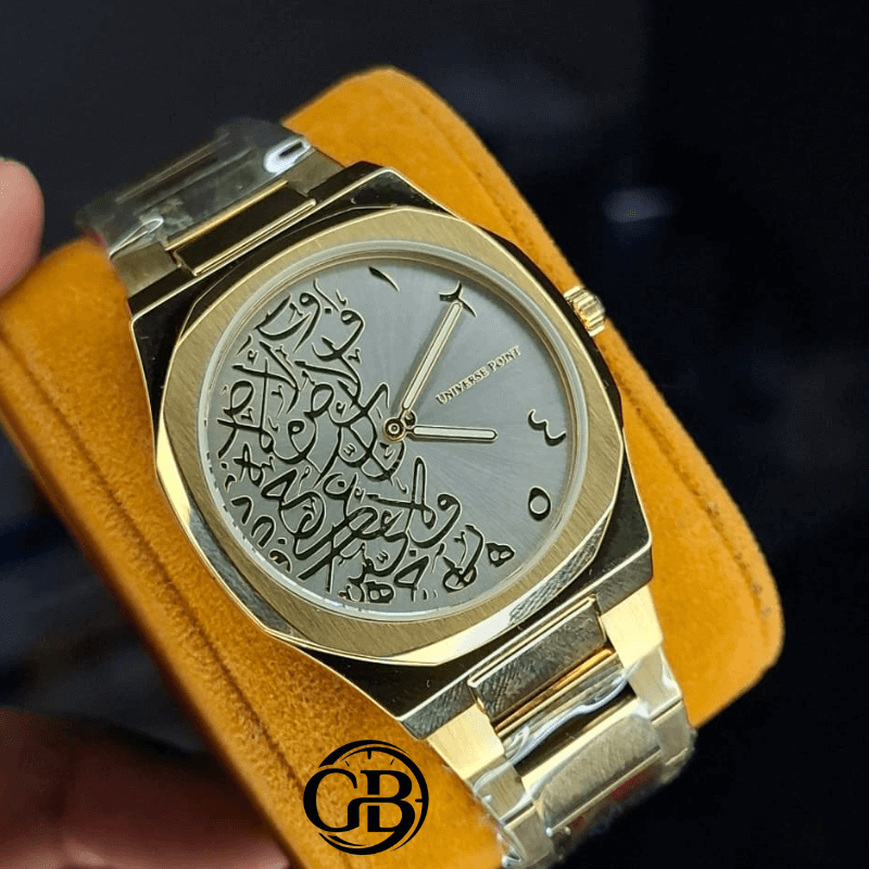 Universe Point Arabic Calligraphy Watch Gold + Grey_ Universe Point Arabic Calligraphy Watch Gold + Grey_