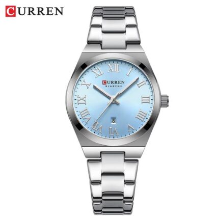 Curren 9095 Original Quartz Watch For Women (Silver+Blue)