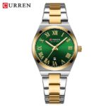 Curren 9095 Original Quartz Watch For Women (Silver+Gold+Green)