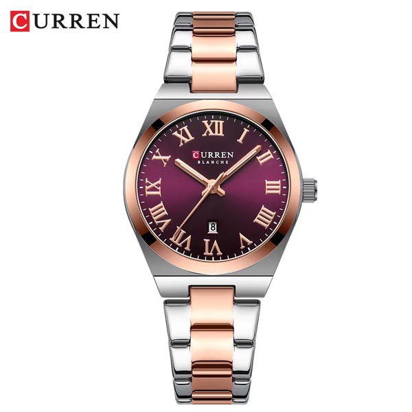 Curren 9095 Original Quartz Watch For Women (Silver+Rose Gold+Purple)