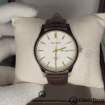 Kalbor 5380 Leather Belt Watch (Brown+Plain White+Golden)