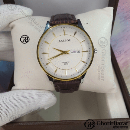 Kalbor 5616 Leather Belt (Brown+White+Gold)