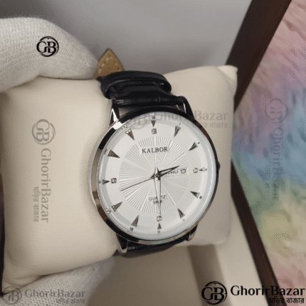 Kalbor 5989 Leather Belt Watch (Black+White)