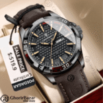 POEDAGAR 895 Luminous Leather Men’s Watch (Brown)