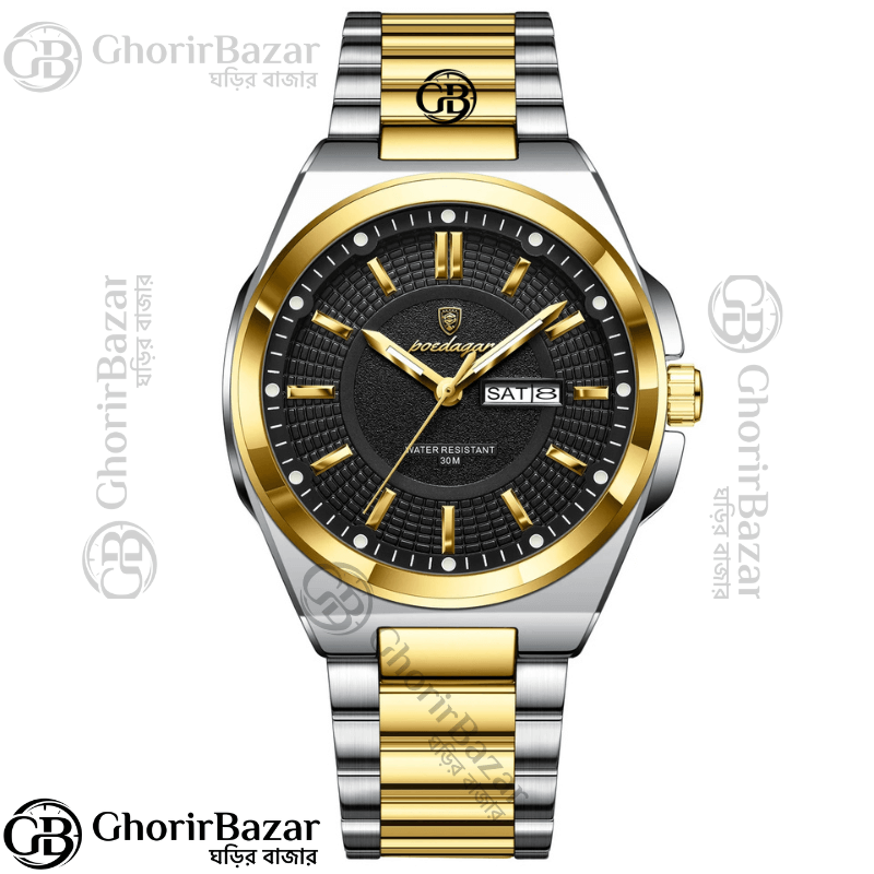 Poedagar 896 Fashion Brand Men's Watch (Silver+Gold+Black)