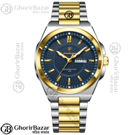 Poedagar 896 Fashion Brand Men's Watch (Silver+Gold+Blue)