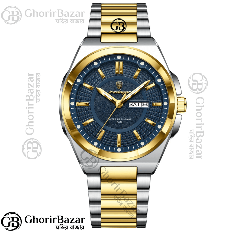 Poedagar 896 Fashion Brand Men's Watch (Silver+Gold+Blue)