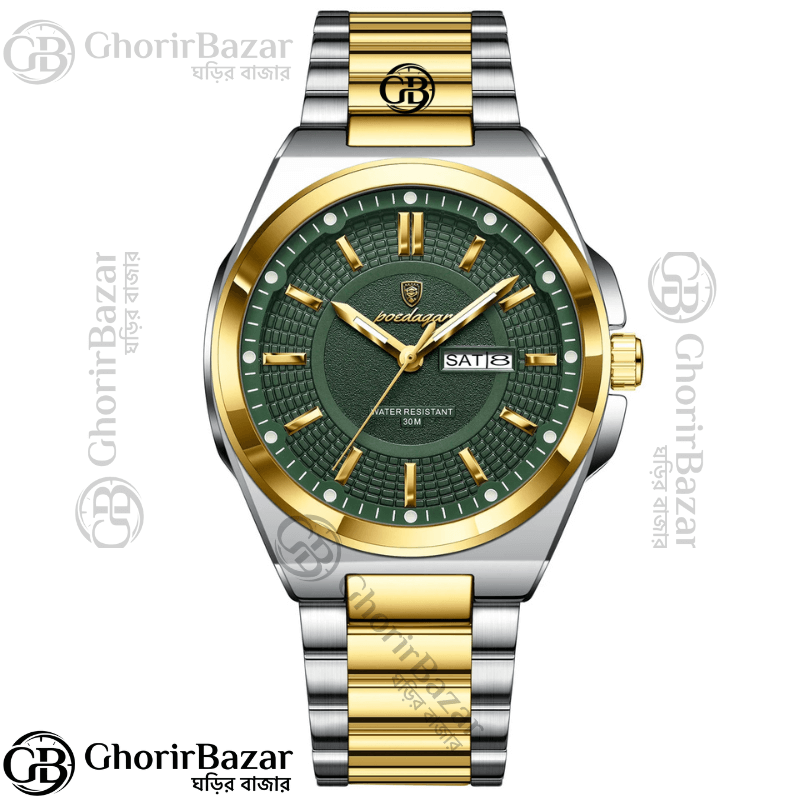 Poedagar 896 Fashion Brand Men's Watch (Silver+Gold+Green)