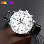 SKMEI 9301 Premium Leather Men Quartz Watch (Black+White)