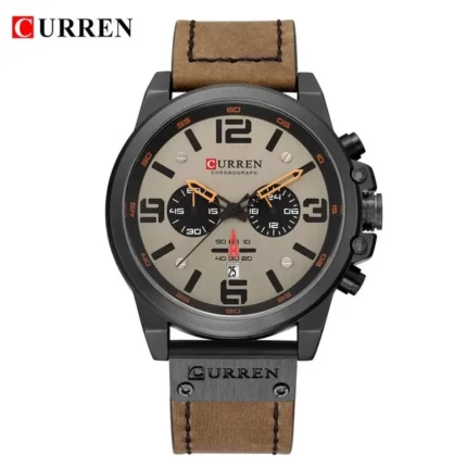 Curren 8314 Fashion Classic Chronograph Watch for Men (Black+Brown)
