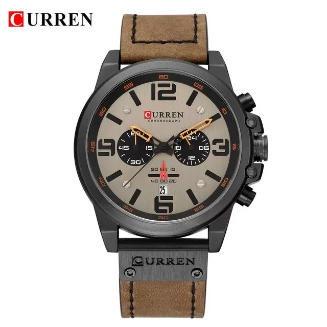 Curren 8314 Fashion Classic Chronograph Watch for Men (Black+Brown)