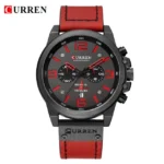 Curren 8314 Fashion Classic Chronograph Watch for Men (Black+Red)