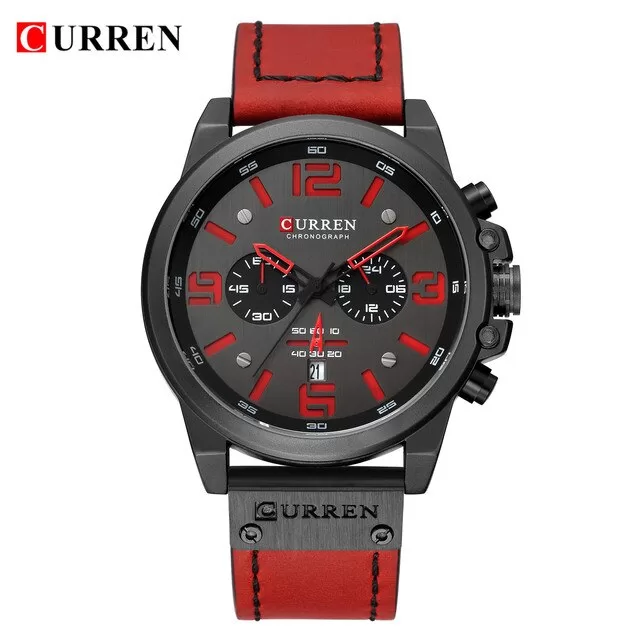 Curren 8314 Fashion Classic Chronograph Watch for Men (Black+Red)