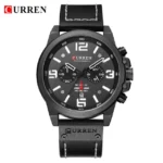 Curren 8314 Fashion Classic Chronograph Watch for Men (Black+White)
