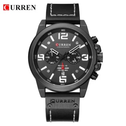 Curren 8314 Fashion Classic Chronograph Watch for Men (Black+White)