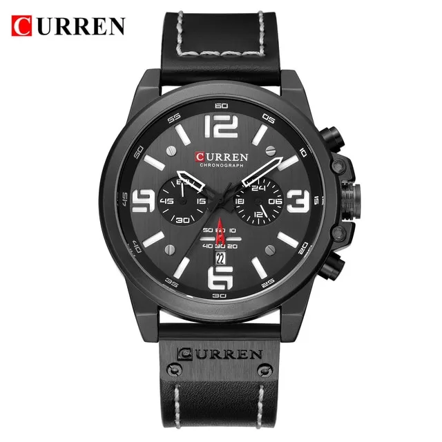 Curren 8314 Fashion Classic Chronograph Watch for Men (Black+White)