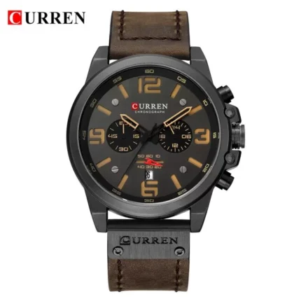 Curren 8314 Fashion Classic Chronograph Watch for Men (Black+Yellow)