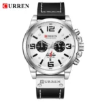 Curren 8314 Fashion Classic Chronograph Watch for Men (Silver+White)