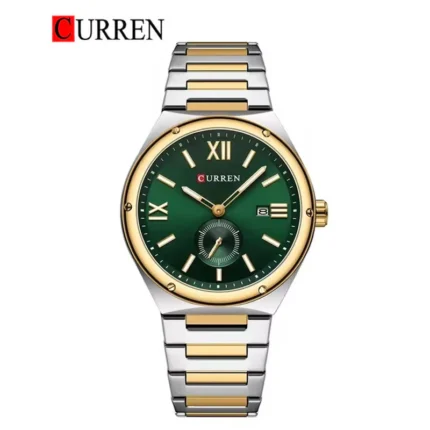 CURREN 8471 Men's Stainless Steel Watch (Silver Gold Green)