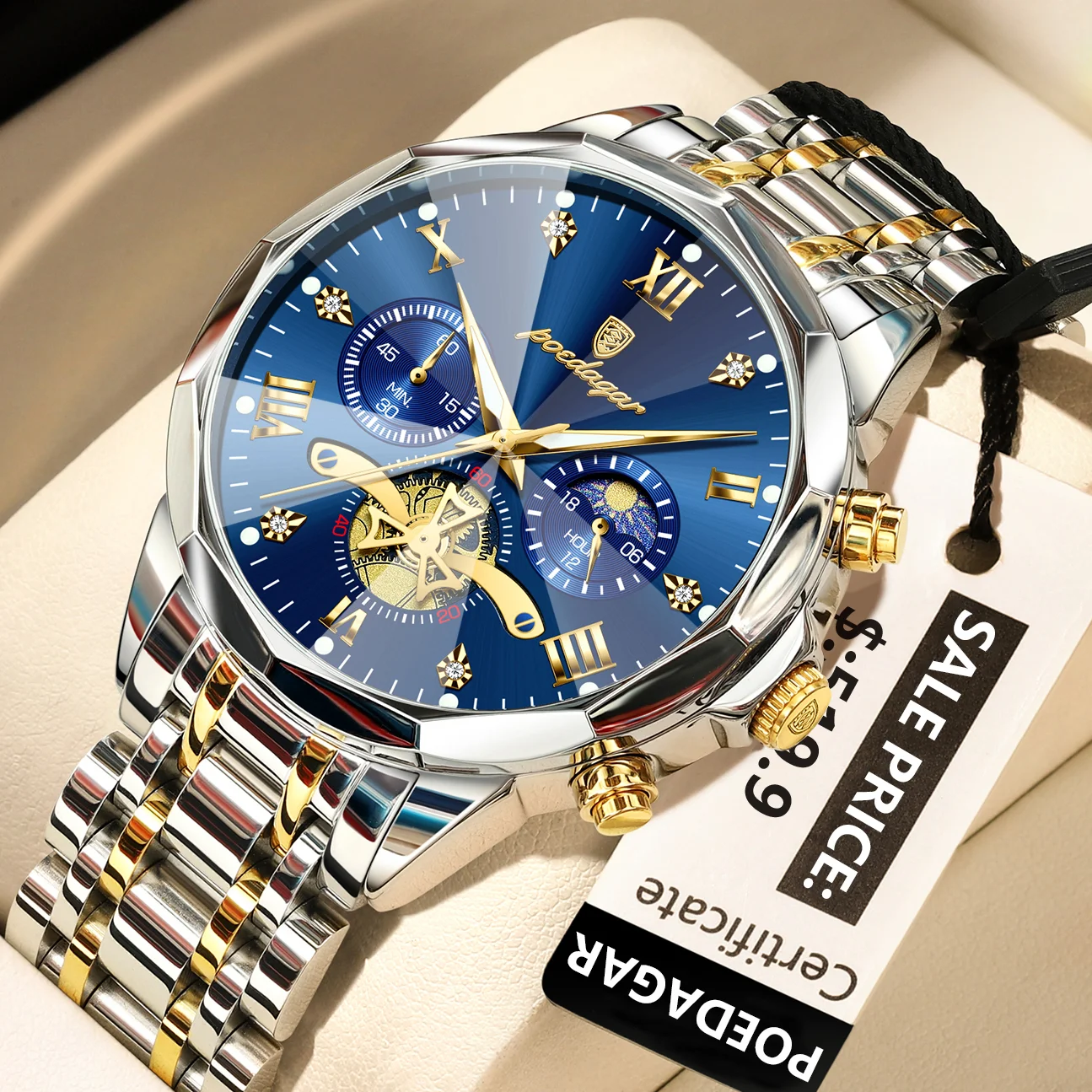 POEDAGAR 938 Poedagar 938 Original Men’s Quartz Chronograph Watch (Blue)