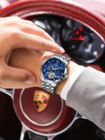 POEDAGAR 1420 Stainless Steel Tourbillon Automatic Movement 30M Waterproof Luminous Mechanical Watch for Men