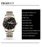 Poedagar 836 Quartz Wrist Watches For Mens (Silver+Gold+Black) - Image 2