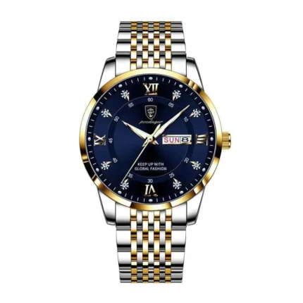 Poedagar 836 Quartz Wrist Watches For Mens(Silver+Gold+Blue)