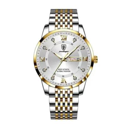 Poedagar 836 Quartz Wrist Watches For Mens(Silver+Gold+White)
