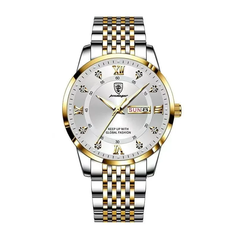 Poedagar 836 Quartz Wrist Watches For Mens(Silver+Gold+White)