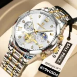 Poedagar 938 Original Men’s Quartz Chronograph Watch (Silver+Gold+White)