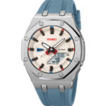 SKMEI 2243 Dual Movt Silicon Belt Sports Watch For Men's (Light Blue+Silver+White)
