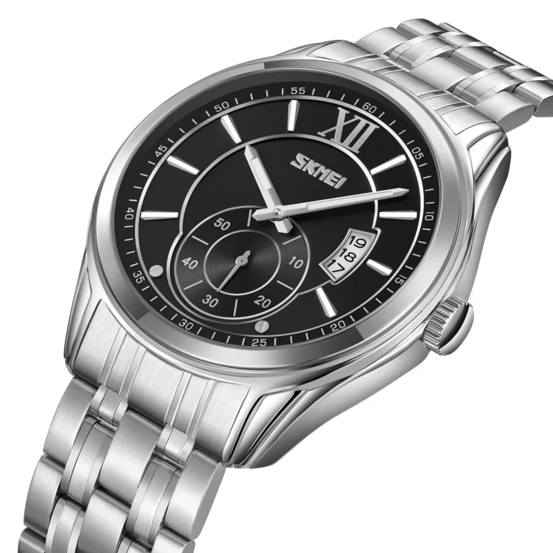 SKMEI 9319 Quartz Luminous Luxury Stainless Steel Classic Men’s Wrist Watches (Silver+Black)