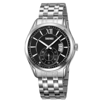 SKMEI 9319 Quartz Luminous Luxury Stainless Steel Classic Men’s Wrist Watches (Silver+Black)