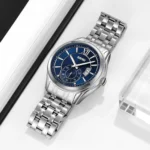 SKMEI 9319 Quartz Luminous Luxury Stainless Steel Classic Men’s Wrist Watches (Silver+Blue)