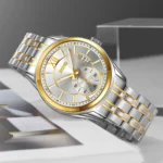 SKMEI 9319 Quartz Luminous Luxury Stainless Steel Classic Men’s Wrist Watches (Silver+Gold)