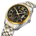 SKMEI 9319 Quartz Luminous Luxury Stainless Steel Classic Men’s Wrist Watches (Silver+Gold+Black)