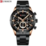 Curren 8355 Luxury Business Quartz Chronograph Stainless Steel Watch For Men (Black)