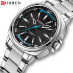 Curren 8455 Luxury Stainless Steel Men’s Watch (Silver+Black)