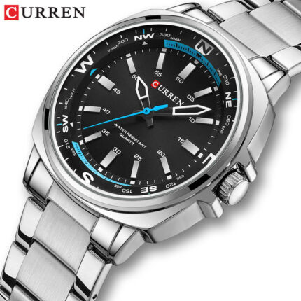 Curren 8455 Luxury Stainless Steel Men’s Watch (Silver+Black)