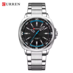 Curren 8455 Luxury Stainless Steel Men’s Watch (Silver+Black)