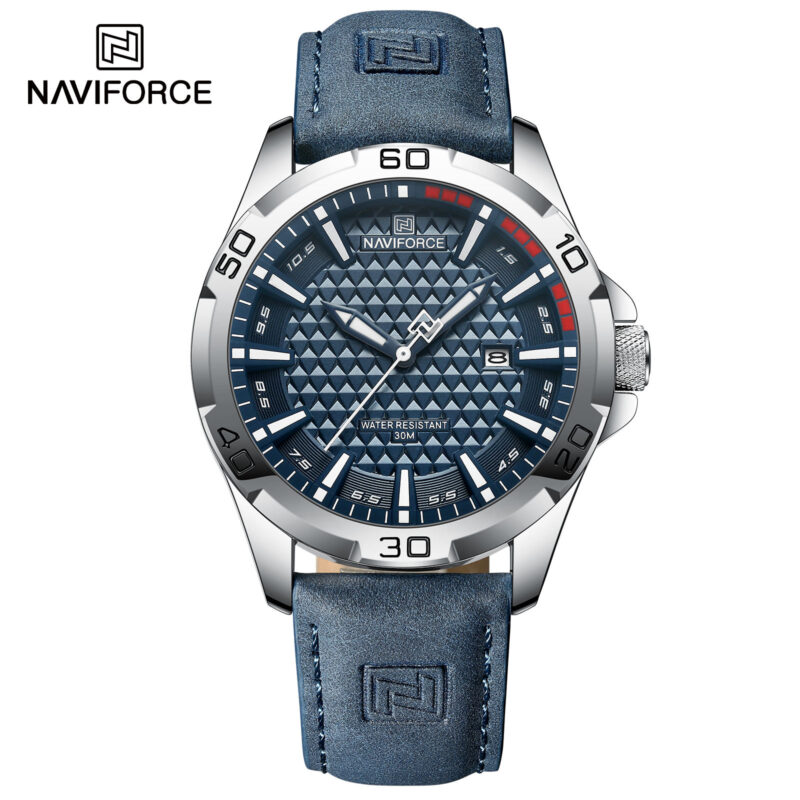 Naviforce 8023 Men’s Leather Watch (Blue)