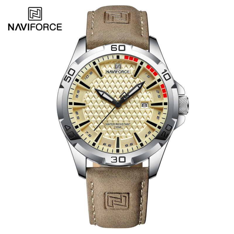 Naviforce 8023 Men’s Leather Watch (Brown)