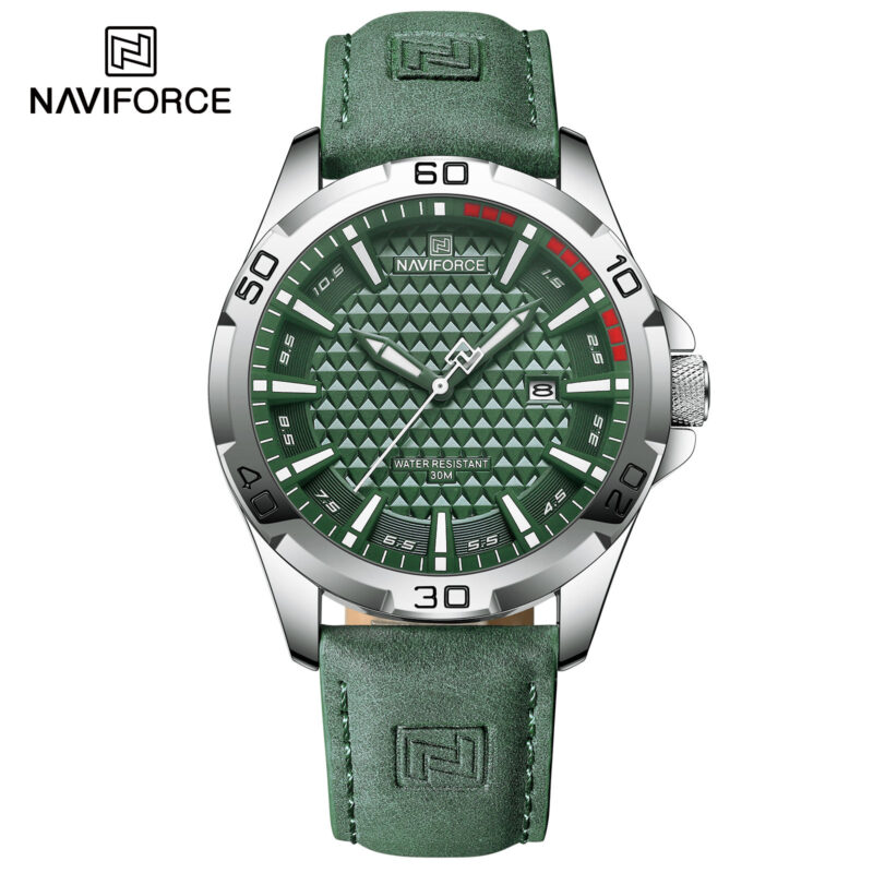 Naviforce 8023 Men’s Leather Watch (Green)