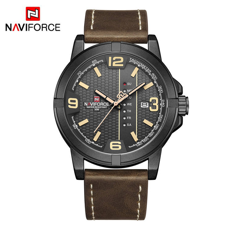 Naviforce NF9177 Quartz Analog Watch For Men (Brown+Black)
