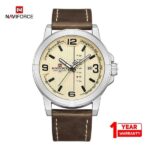 Naviforce NF9177 Quartz Analog Watch For Men (Brown+Silver)
