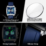 Poedagar E109 Square Dial Dual Time Men’s Watch Features 02