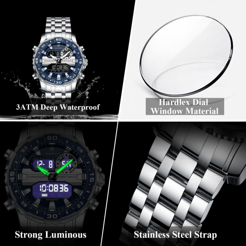 Poedagar E122 Men's Multifunctionality Chronograph Quartz Watch Features