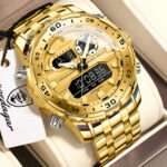 Poedagar E122 Men's Multifunctionality Chronograph Quartz Watch (Gold)
