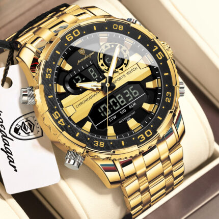 Poedagar E122 Men's Multifunctionality Chronograph Quartz Watch (Gold+Black).jpg