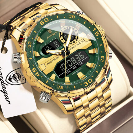 Poedagar E122 Men's Multifunctionality Chronograph Quartz Watch (Gold+Green)
